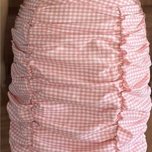 Pink Gingham Ruched Skirt